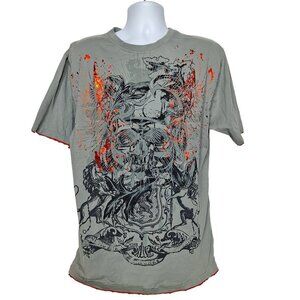 Counter Intelligence Men's Graphic T Shirt Size XL Gray Skull Sparkle